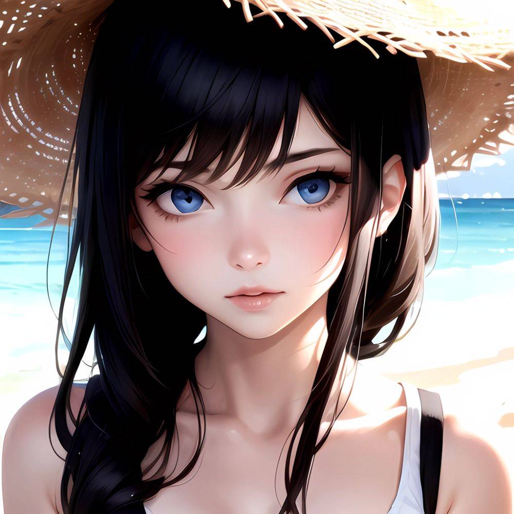 1girl Solo Beach Blue Eyes, 2544427960 - AIHentai - #main