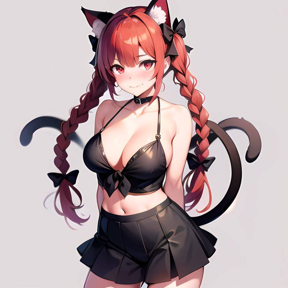 1girl Alternate Costume Animal Ear Fluff Animal Ears Arms Behind Back Bare Shoulders Black Bow Black Ribbon Blush Bow Braid, 4150301660 - AIHentai - #main