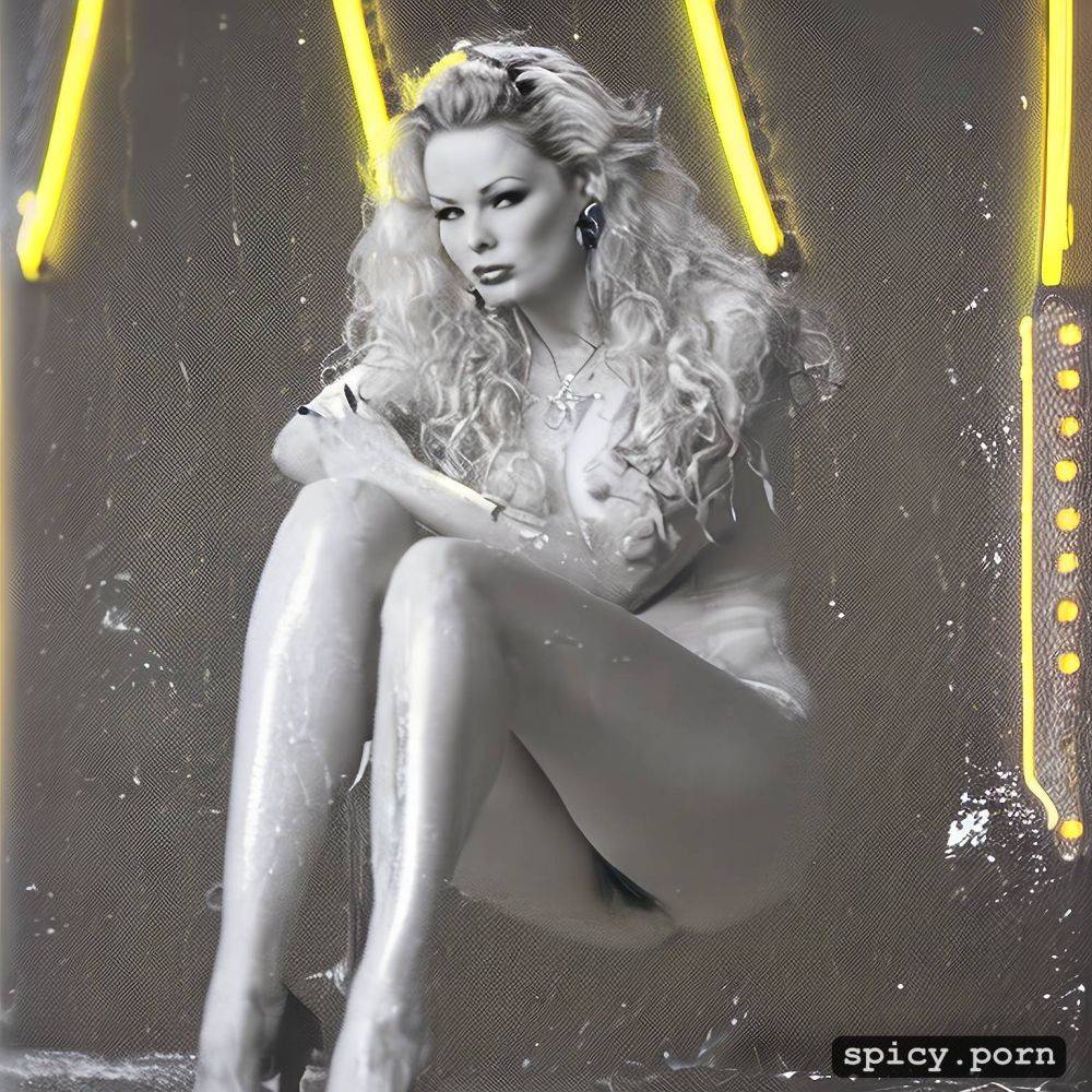 traci lords posing nude in hustler magazine, neon, blonde pubic hair showing - #main