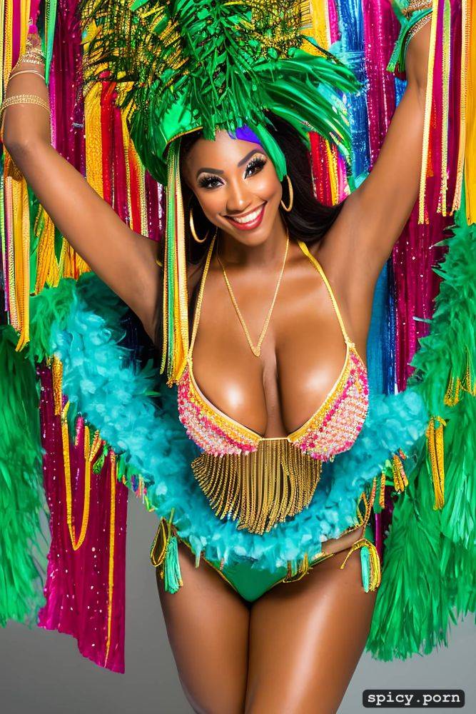 color portrait, huge natural boobs, 25 yo beautiful performing brazilian carnival dancer - #main