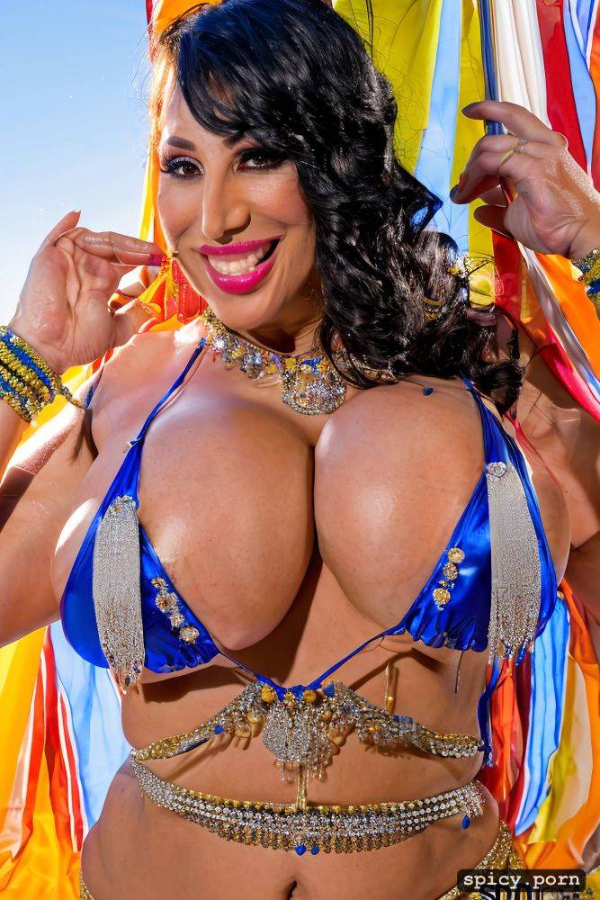 performing on stage, huge hanging boobs, 44 yo beautiful thick american bellydancer - #main