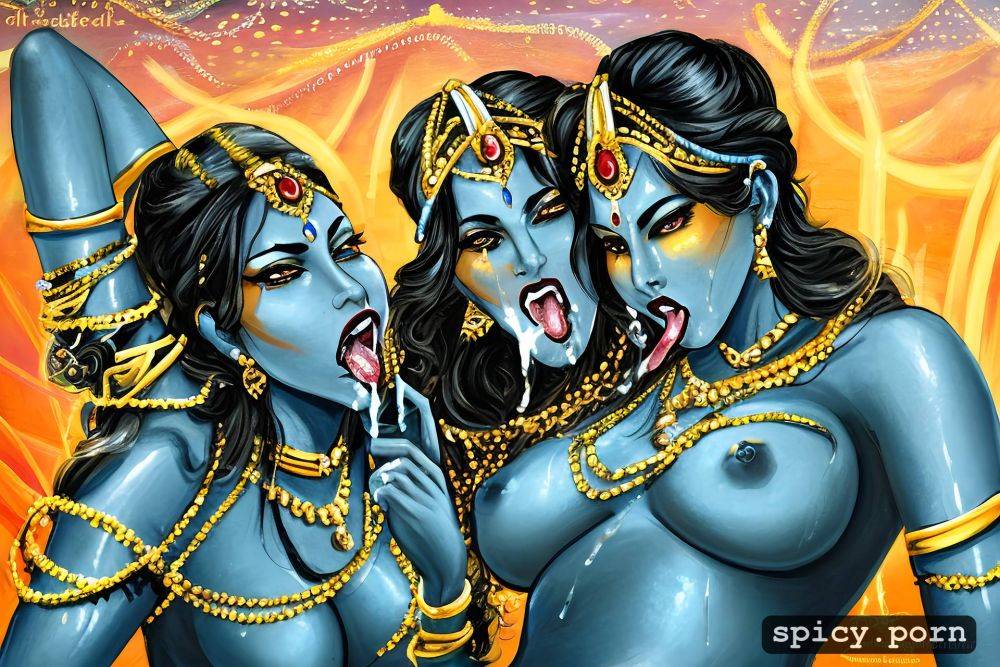 cum in tongue, blowjob, indian godess kali and durga - #main