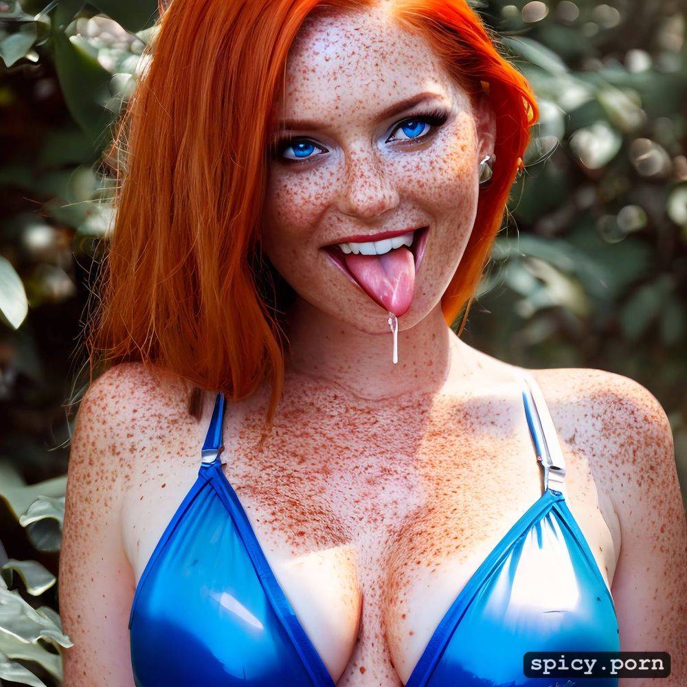 rim lighting, freckles, beautiful redhead woman with freckles - #main