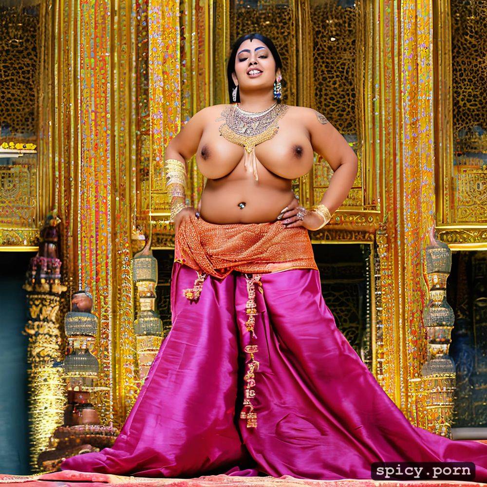 hindu temple, smiling bride wearing only wedding jewellery, hairy fleshy red pussy - #main