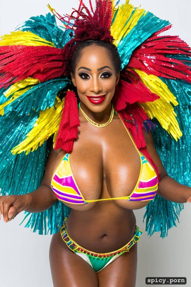 color portrait, huge natural boobs, 29 yo beautiful performing brazilian carnival dancer - #main