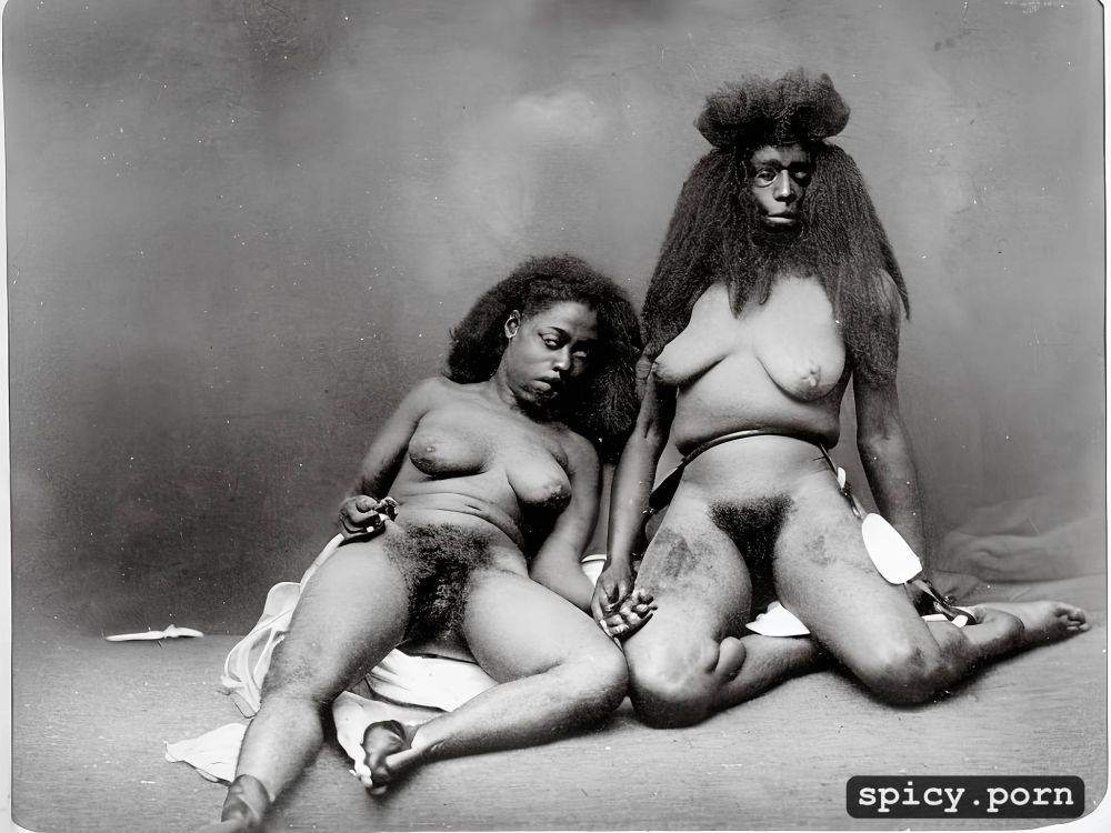 small characters, spreading legs, full frontal, topless, nineteenth century photo - #main