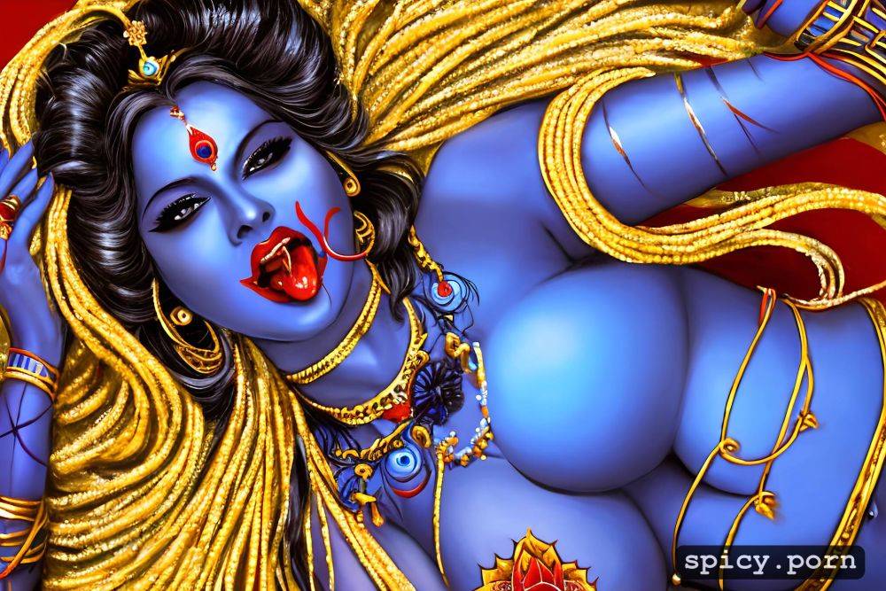 ahegao face, blue skin, beautiful hindu goddes devi kali - #main