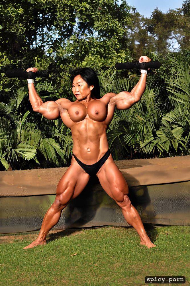 unmatched strength, thai granny midget bodybuilder, long hair - #main