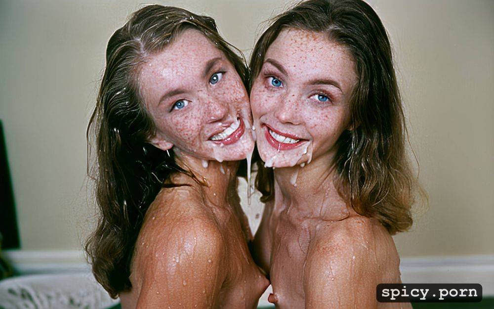 freckles on face, lying, eye contact, two women 18 years old - #main