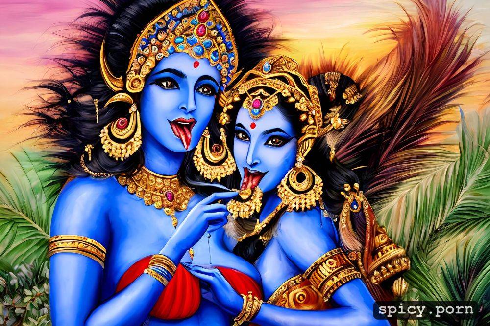 cum on tongue, blue skin, beautiful hindu goddes devi kali and godess - #main