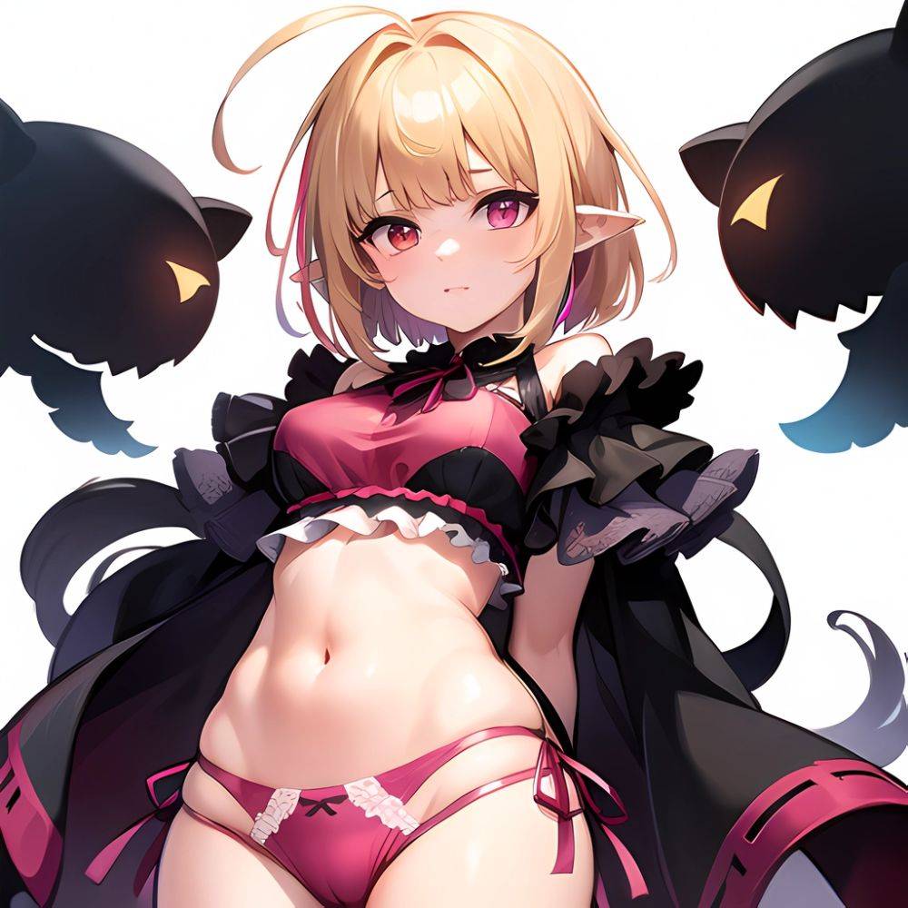 1girl Blonde Hair Frilled Panties Frills Highres Hip Bones Looking At Viewer Makaino Ririmu Multicolored Hair Navel Nijisanji No, 1664064005 - AIHentai - #main