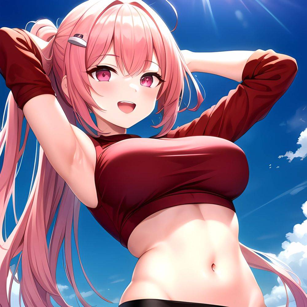 1girl D Absurdres Armpits Arms Behind Head Azur Lane Blush Breasts Bremerton Azur Lane Crop Top Highres Large Breasts Looking, 791993498 - AIHentai - #main