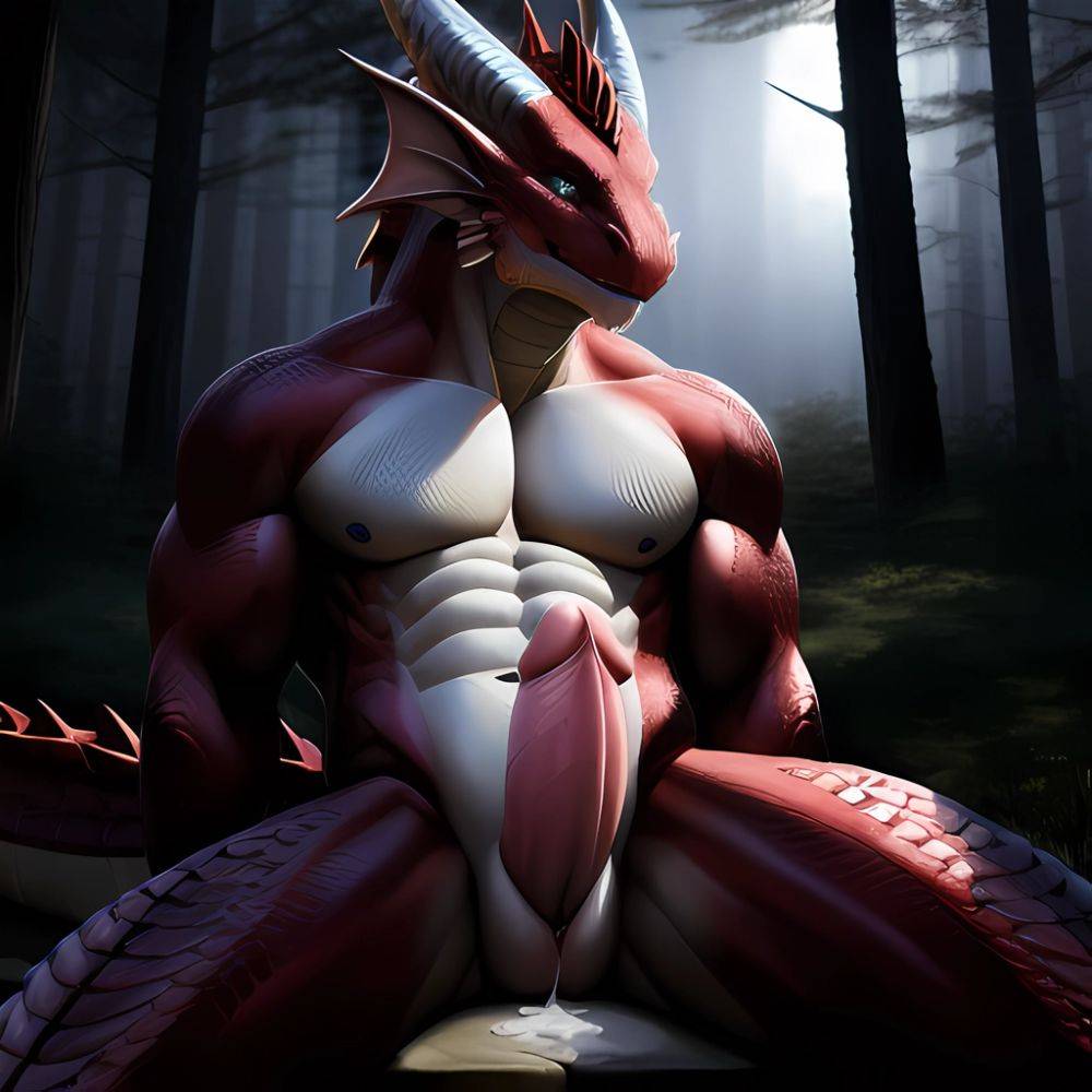 Anthro Dragon Male Solo Abs Cum Dripping Muscular Dragon Penis Genital Slit Furry Sitting Realistic Scales Detailed Scales Textu, 1972811382 - AIHentai - #main