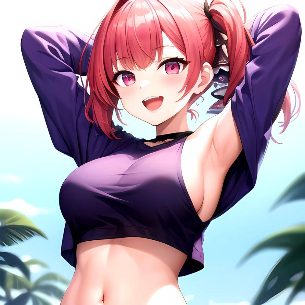 1girl D Absurdres Armpits Arms Behind Head Azur Lane Blush Breasts Bremerton Azur Lane Crop Top Highres Large Breasts Looking, 3879416135 - AIHentai - #main