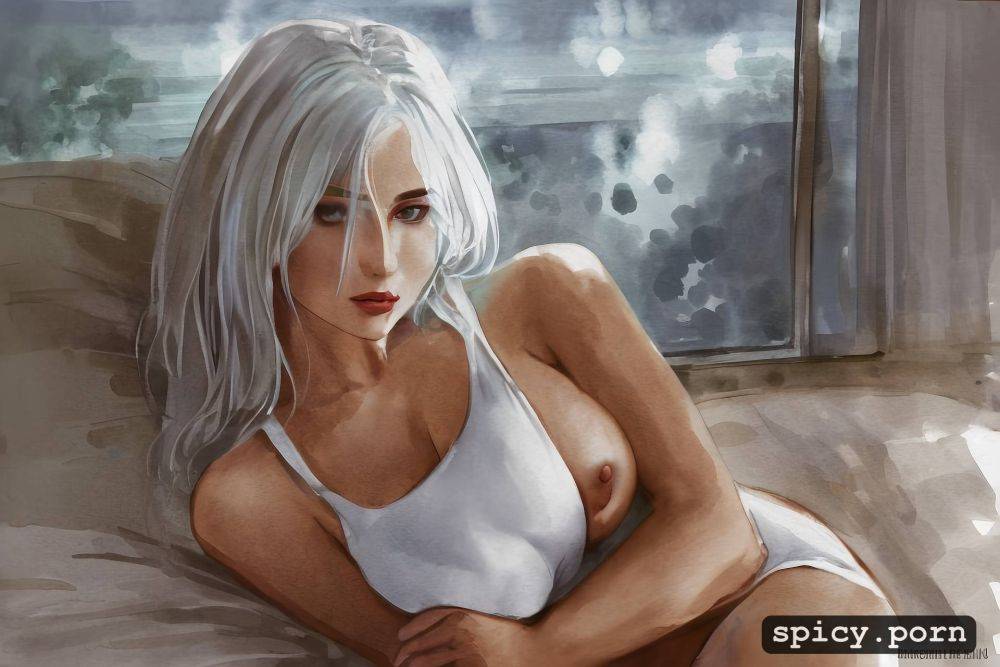 russian, medium boobs, vibrant, white hair, pov, 18 years old - #main