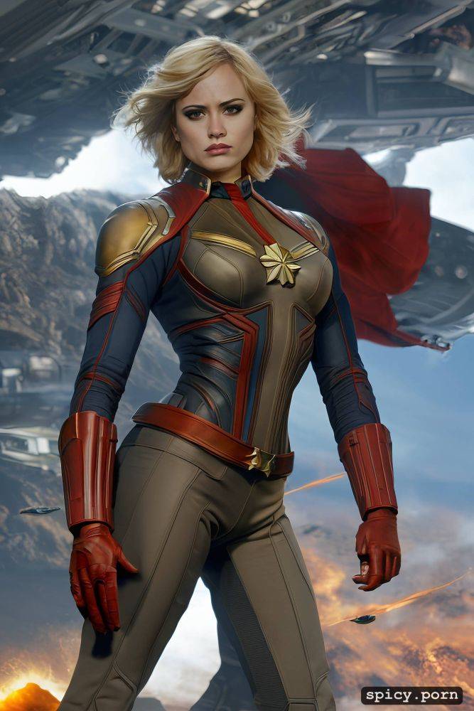 captain marvel, floating in the air, marvel comics, angry look - #main