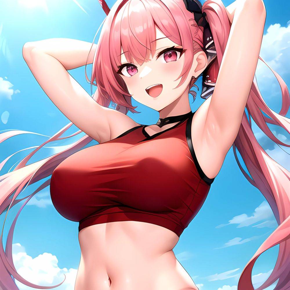 1girl D Absurdres Armpits Arms Behind Head Azur Lane Blush Breasts Bremerton Azur Lane Crop Top Highres Large Breasts Looking, 2975013668 - AIHentai - #main