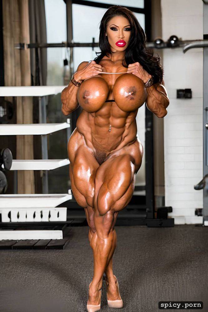 gigantic muscular supermegaheavyweight female bodybuilder cute face - #main