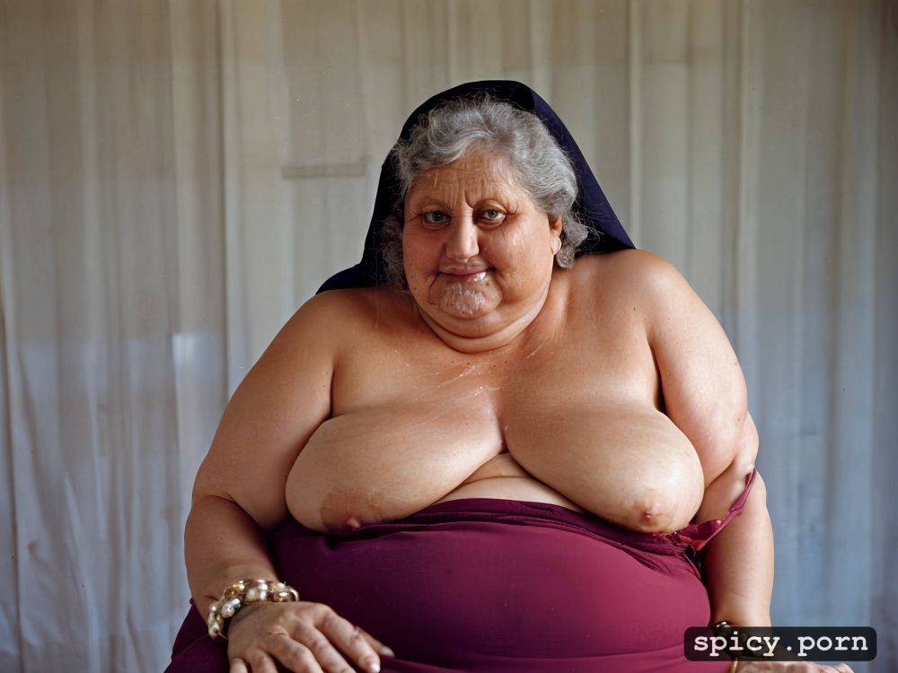orgasming granny face, genuine human skin, big fat hangings boobs focus view - #main