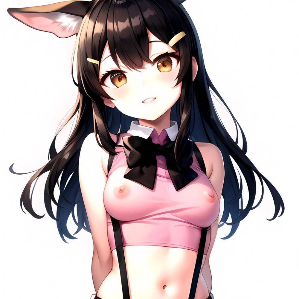 1girl Aardvark Kemono Friends Animal Ears Bare Shoulders Black Bow Black Bowtie Black Hair Bow Bowtie Breasts Brown Eyes Cropped, 3592728180 - AIHentai - #main