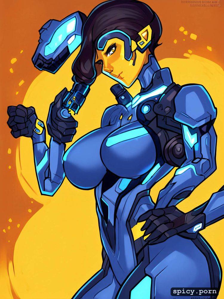 strong warrior robot, vibrant, intricate, precise lineart, female - #main