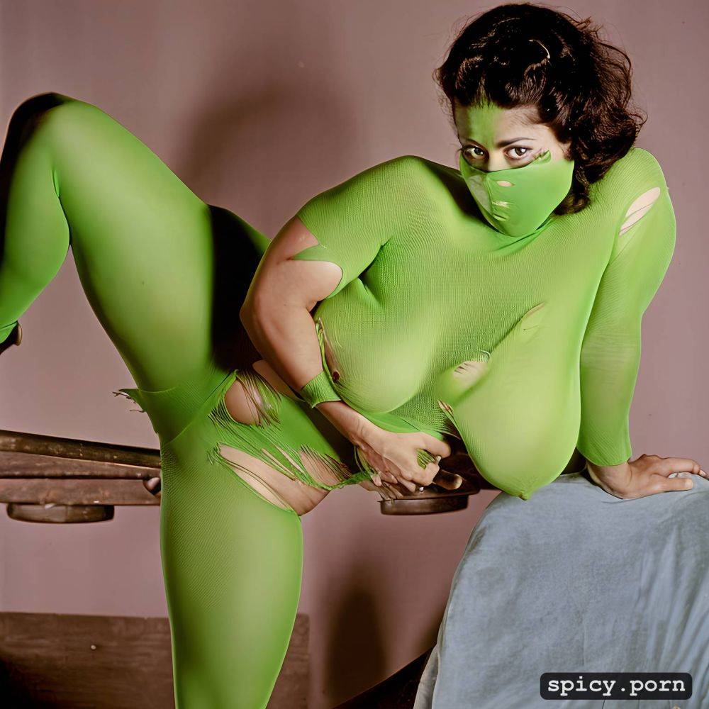 visible nipples, 8k, torn bodystocking, highres, green tatiana maslany in courtroom as she hulk saggy breasts - #main