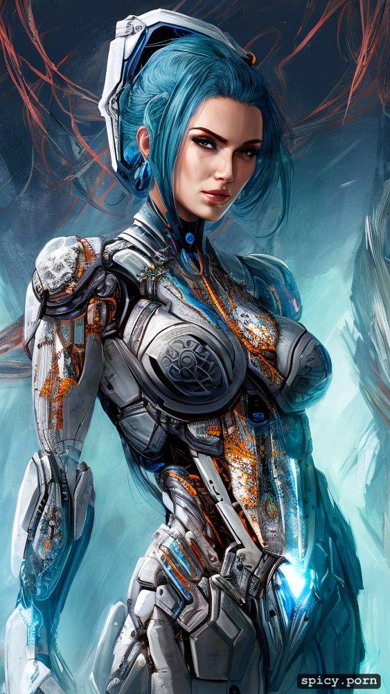 busty, comprehensive cinematic, vibrant, strong warrior robot - #main