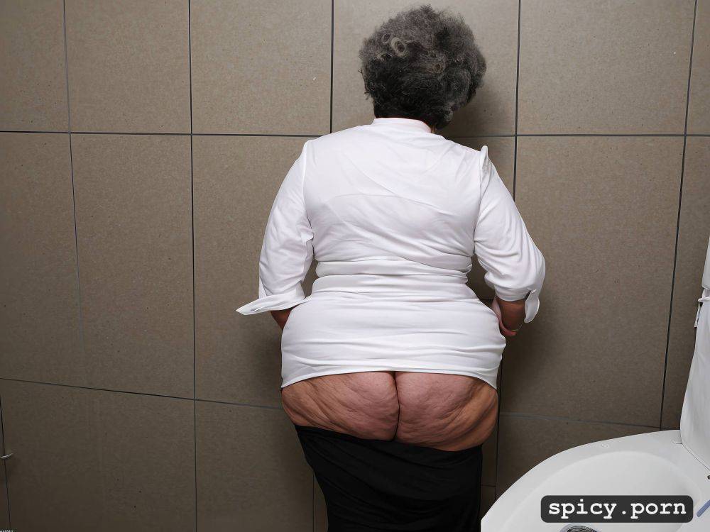 ashamed face, view from the back, big hips, standing, european lady - #main