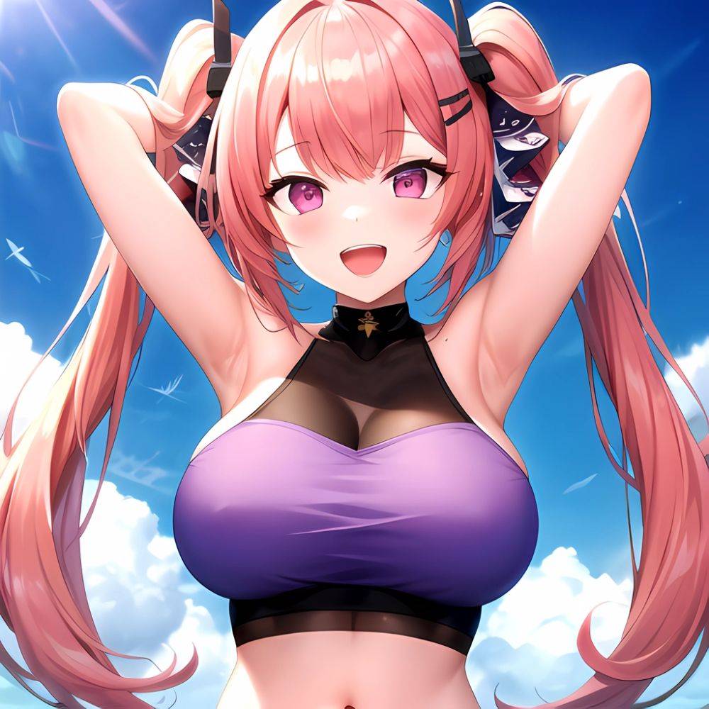 1girl D Absurdres Armpits Arms Behind Head Azur Lane Blush Breasts Bremerton Azur Lane Crop Top Highres Large Breasts Looking, 2087565468 - AIHentai - #main