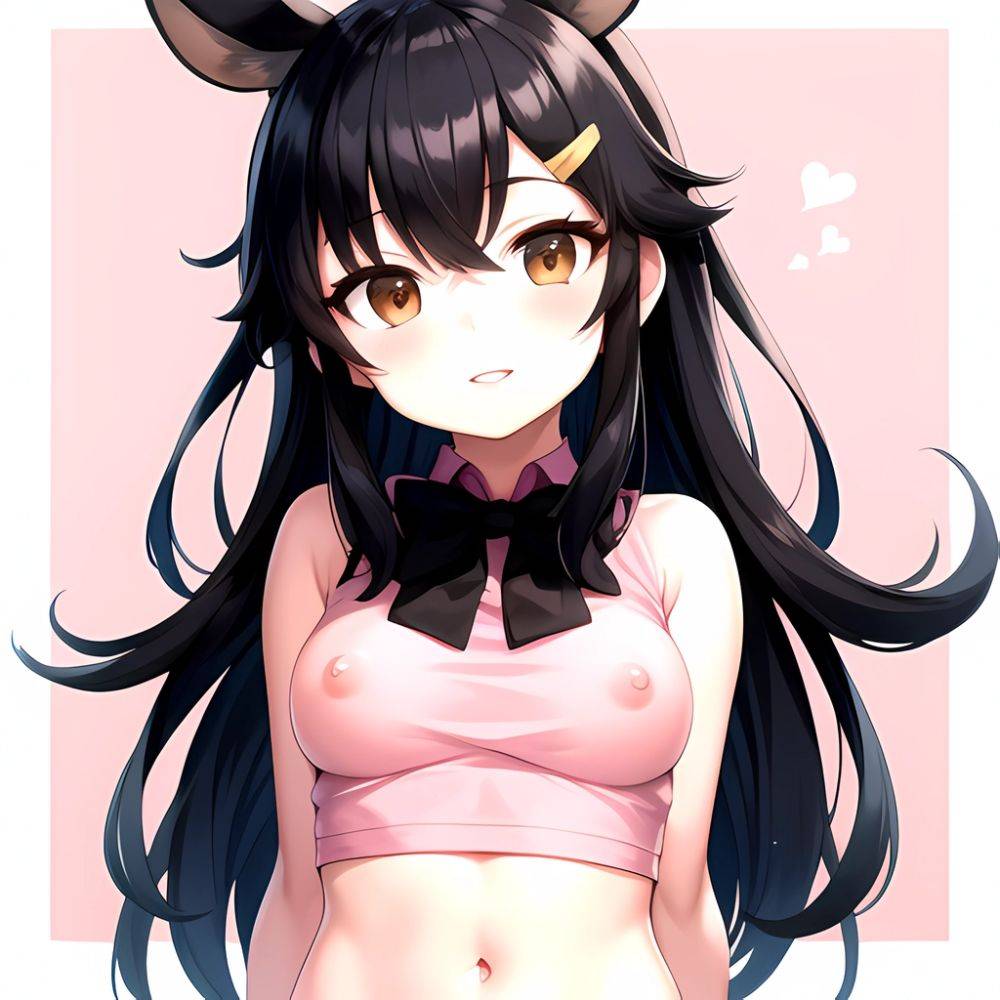 1girl Aardvark Kemono Friends Animal Ears Bare Shoulders Black Bow Black Bowtie Black Hair Bow Bowtie Breasts Brown Eyes Cropped, 4225378623 - AIHentai - #main