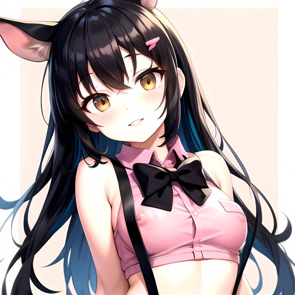 1girl Aardvark Kemono Friends Animal Ears Bare Shoulders Black Bow Black Bowtie Black Hair Bow Bowtie Breasts Brown Eyes Cropped, 728192956 - AIHentai - #main