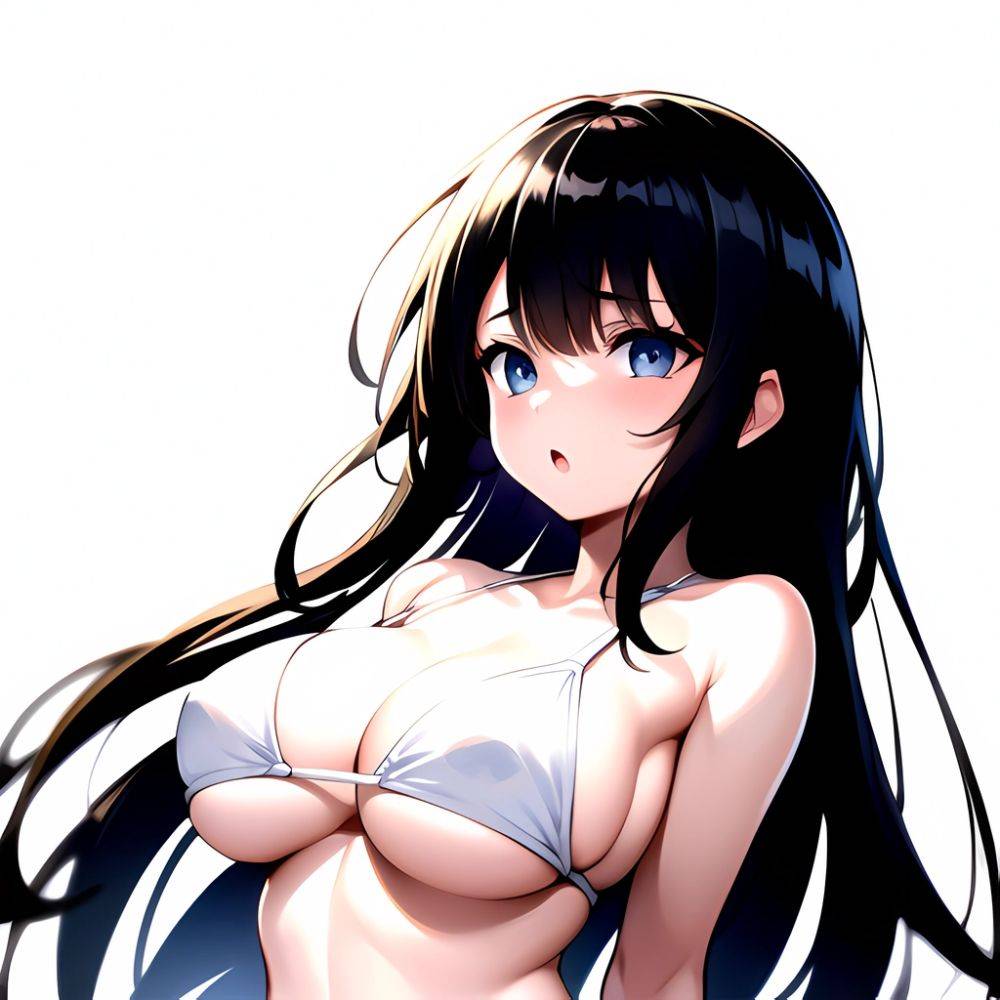 1girl O Absurdres Bikini White Bikini Black Hair Blue Eyes Breasts Cleavage Collarbone Commentary Request Highres Large Breasts, 40126407 - AIHentai - #main