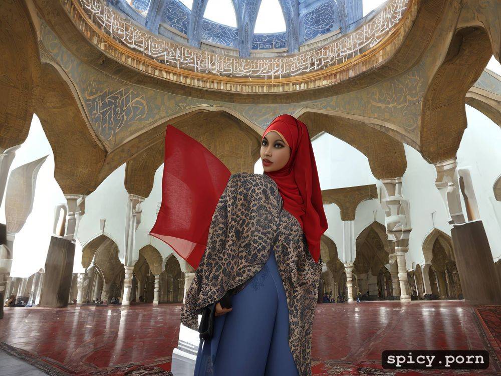 wearing hijab baju kurung, malay ethnicity, curvy muslim teen twerking in a mosque - #main