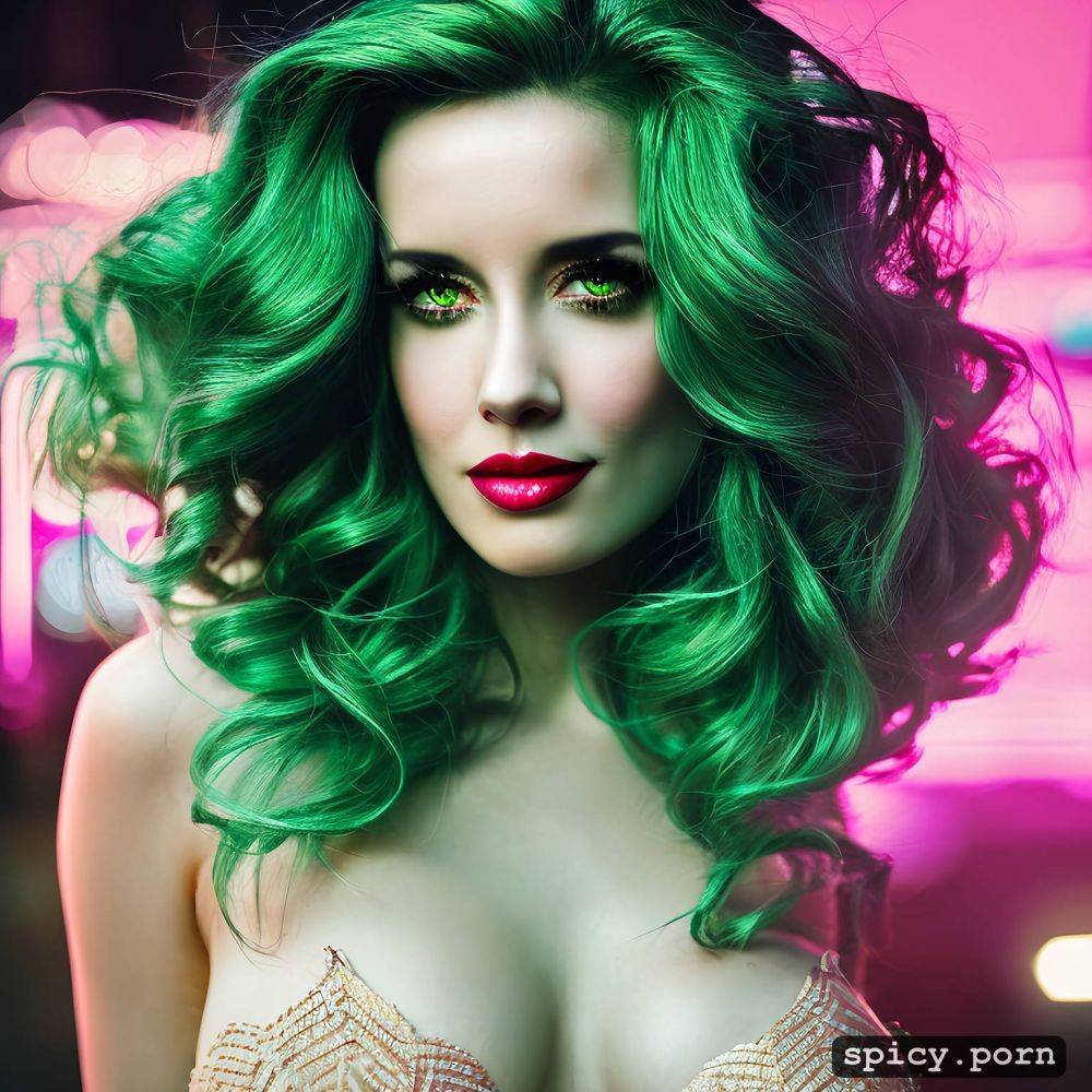 inviting, eva green dramatic, retrowave neon hair, 8k, vaporwave colors hair - #main