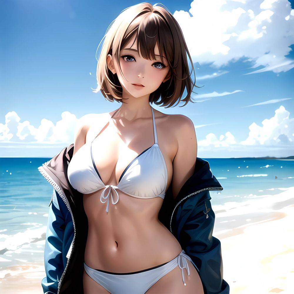 1girl Solo Beach Blue Eyes, 2893639990 - AIHentai - #main