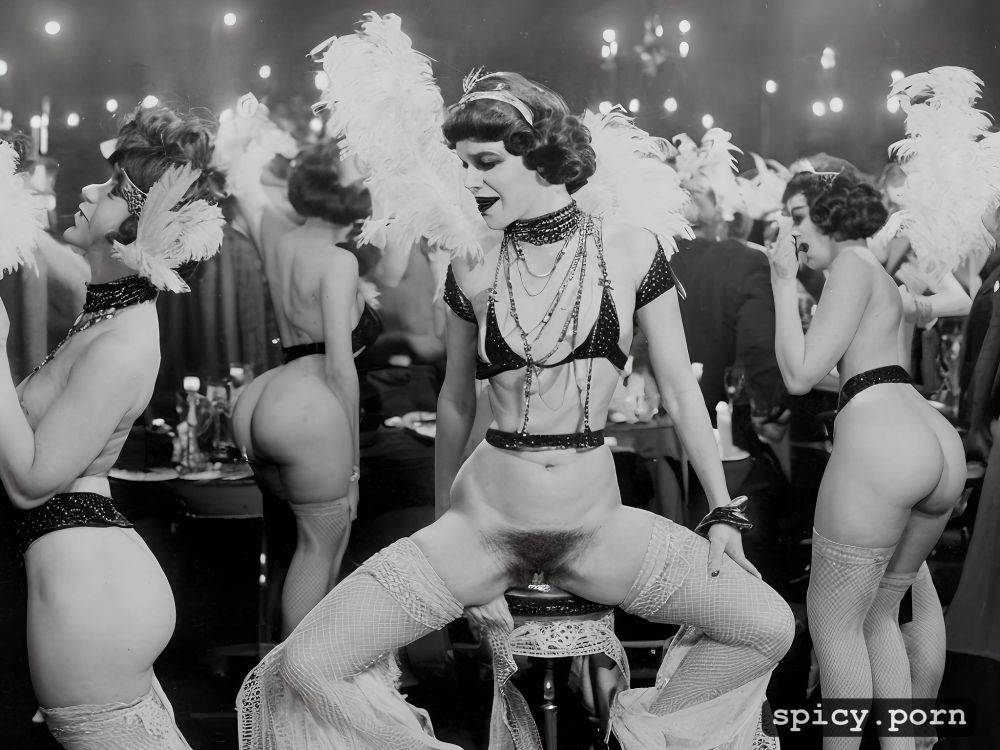 showing their vaginas, laughing, no panties, hairy vaginas, 1920s flappers young women dancing at party with no panties - #main