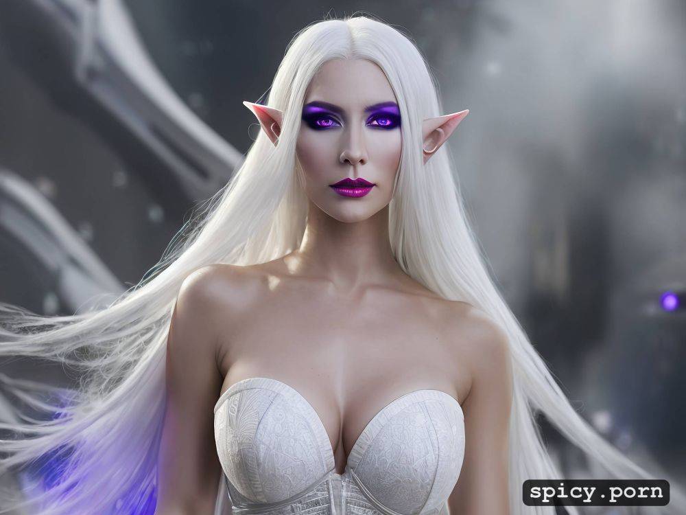 white eyebrows, 23 yo, long straight white hair, perfect slim albino female elf - #main