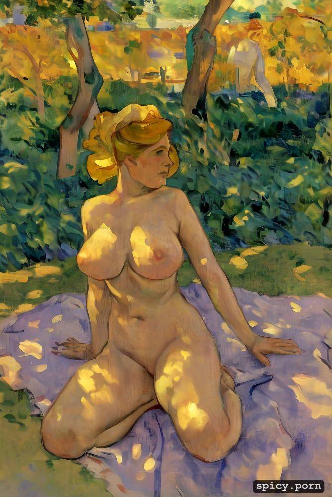 golden hair sunny dress big free boobs, paul cézanne, intimate tender modern post impressionist fauves erotic art - #main