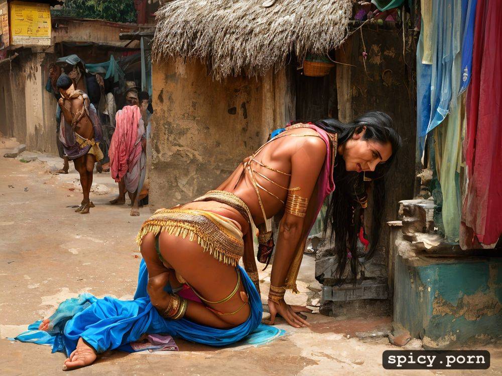 30 40 yo woman, indian beggar, saree, flat ass, showing butthole from backside - #main