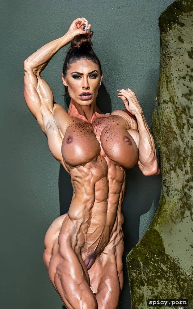 8k, peril, freckles, nude muscle woman vs rhino, full body, realistic - #main
