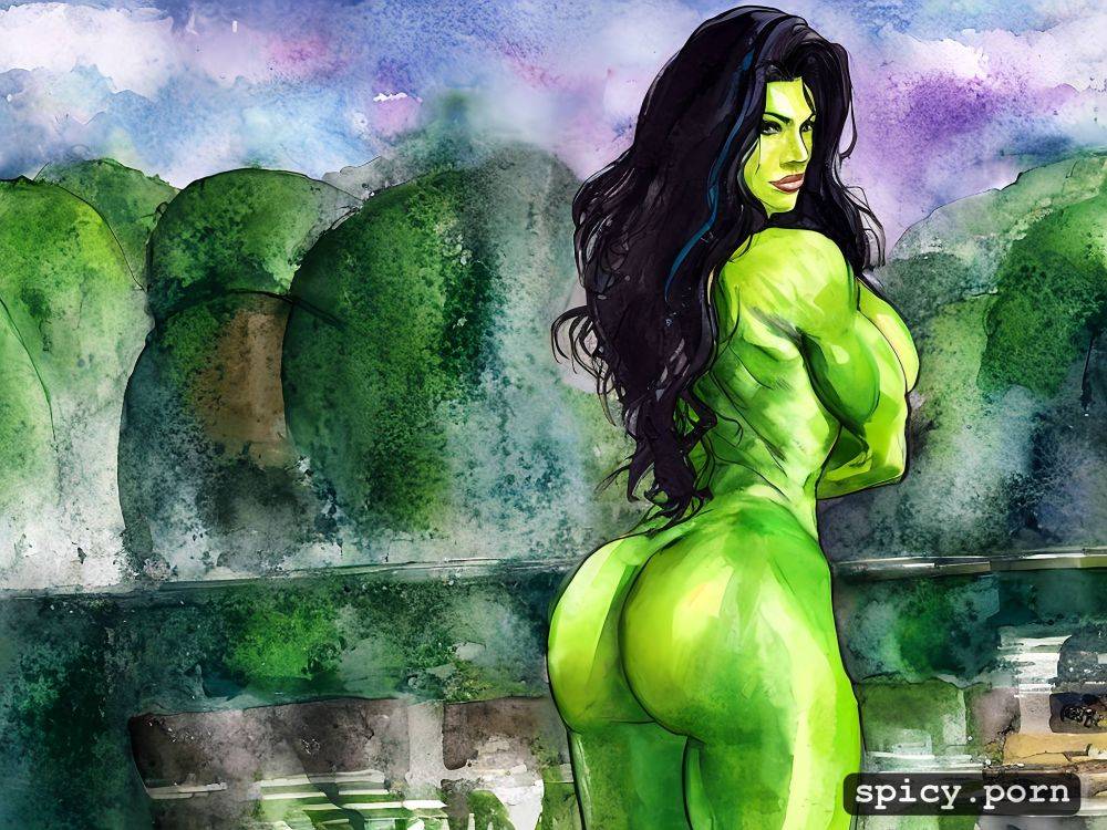view from behind, she hulk, firm round ass, naked - #main