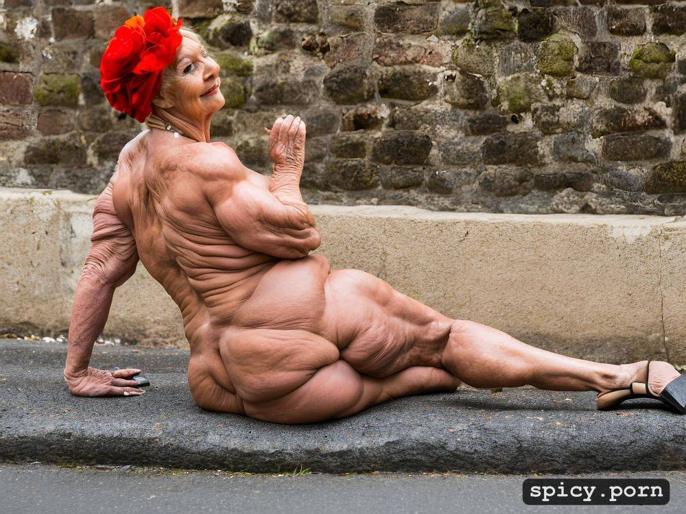 fat leg, ultra detailed, lady 75 years old, 8k, in street, realistic - #main