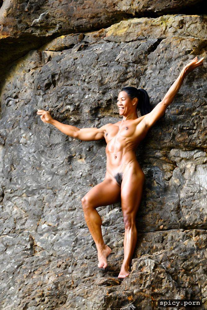 hairy pubis, muscular legs, open mouth, bodybuilder fighter - #main