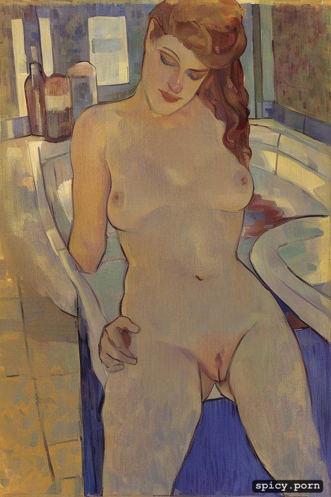 lady in shady bath modern post impressionist erotic art, georges seurat - #main