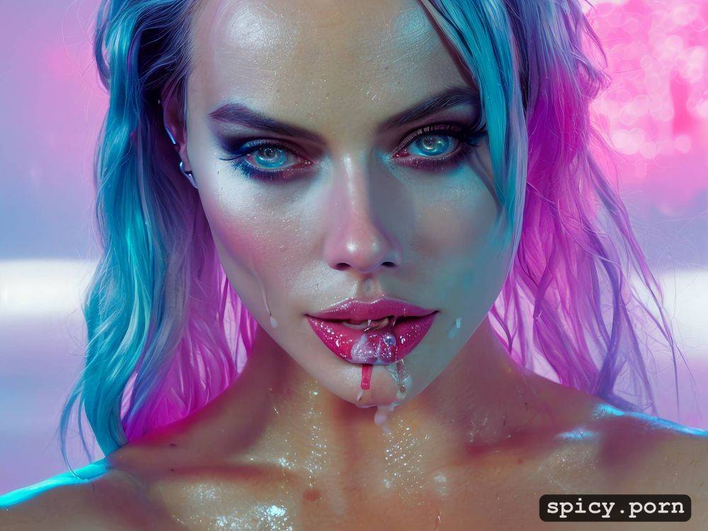 excessive cum all over body, pool, breast grab, ahegao, long red nails - #main