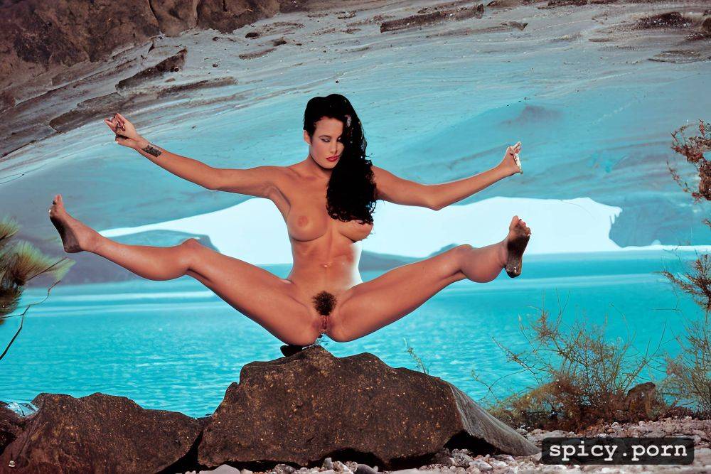fish entering pussy, intricate long pubic hair, lake in mountains - #main