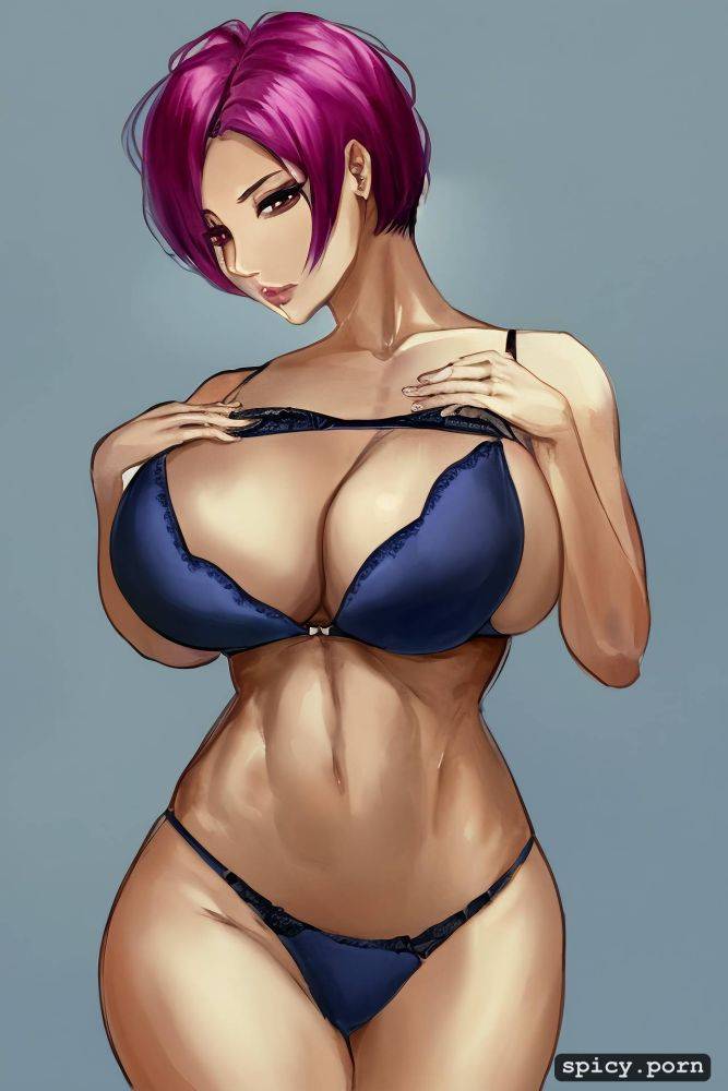 large breasts, highres, pink pixie hair, muscular body, ultra detailed - #main
