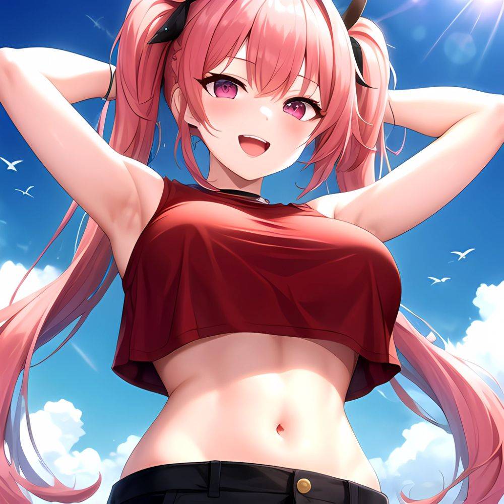 1girl D Absurdres Armpits Arms Behind Head Azur Lane Blush Breasts Bremerton Azur Lane Crop Top Highres Large Breasts Looking, 1708213590 - AIHentai - #main