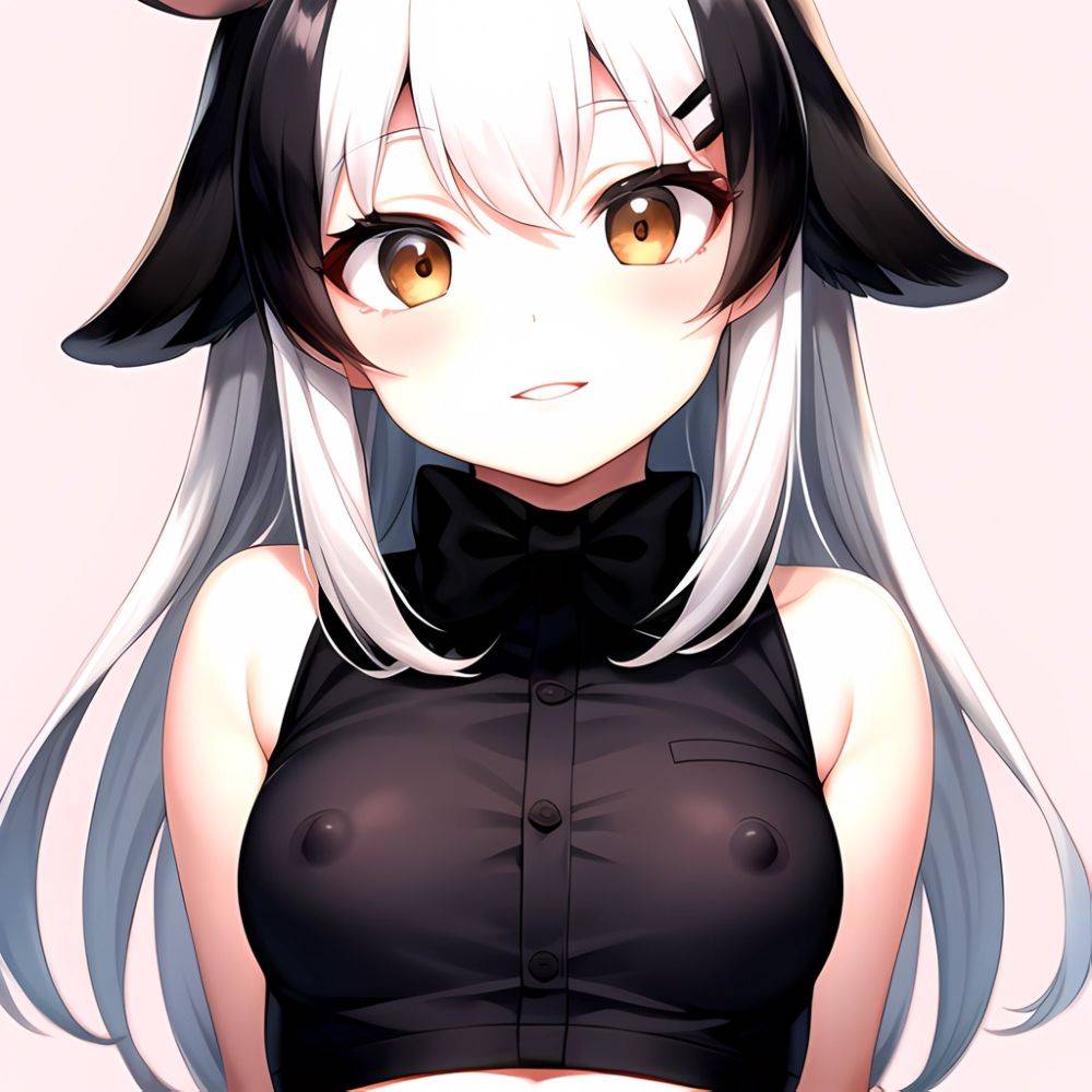 1girl Aardvark Kemono Friends Animal Ears Bare Shoulders Black Bow Black Bowtie Black Hair Bow Bowtie Breasts Brown Eyes Cropped, 2729583624 - AIHentai - #main