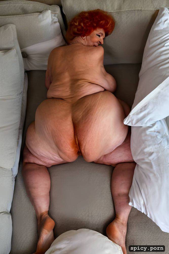 solo, heavy pubic hair, very obese, spreading legs, pale skin - #main